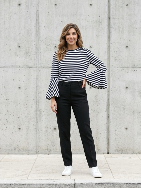 LOFT Tops - LOFT Navy and White Striped Long Sleeve Top